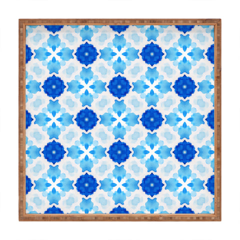 Jacqueline Maldonado Watercolor Geometry Blue Square Tray