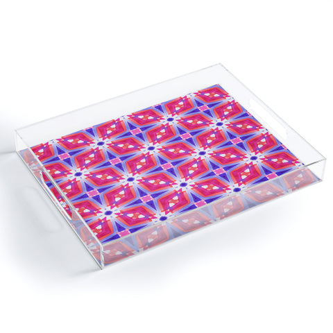 Jacqueline Maldonado Watercolor Geometry Mod Pink Acrylic Tray