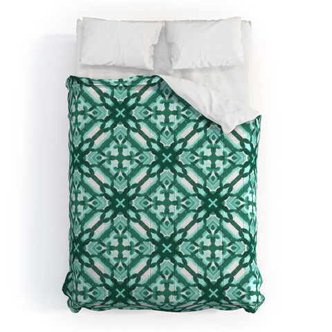Jacqueline Maldonado Watercolor Green Tile 1 Comforter