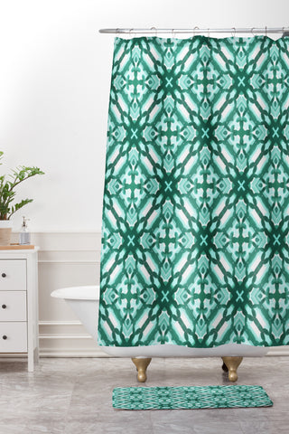 Jacqueline Maldonado Watercolor Green Tile 1 Shower Curtain And Mat