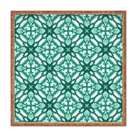 Jacqueline Maldonado Watercolor Green Tile 1 Square Tray
