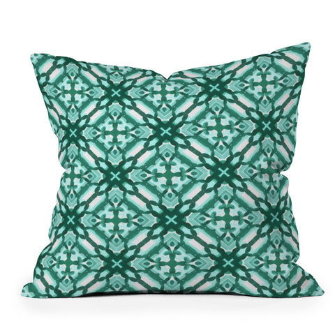 Jacqueline Maldonado Watercolor Green Tile 1 Throw Pillow