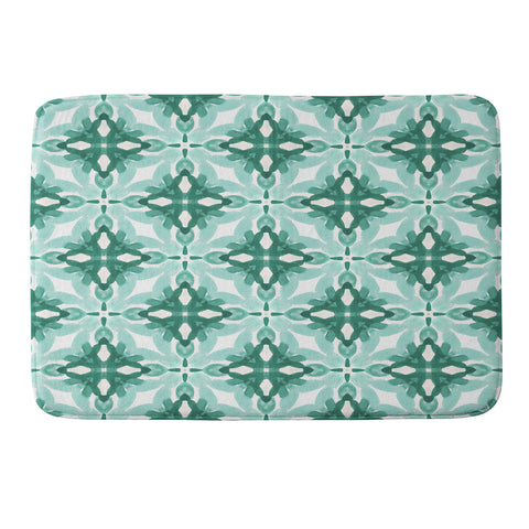 Jacqueline Maldonado Watercolor Green Tile 2 Memory Foam Bath Mat