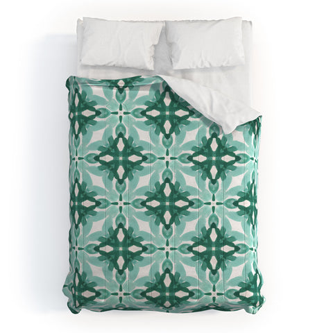 Jacqueline Maldonado Watercolor Green Tile 2 Comforter