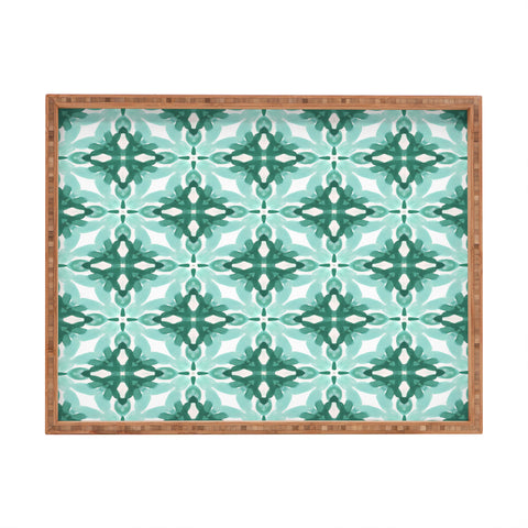 Jacqueline Maldonado Watercolor Green Tile 2 Rectangular Tray