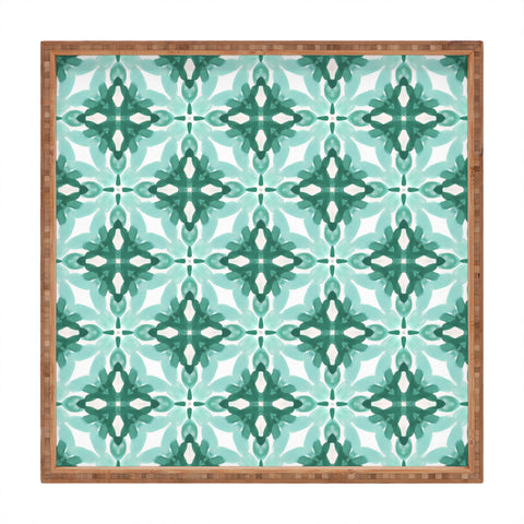 Jacqueline Maldonado Watercolor Green Tile 2 Square Tray