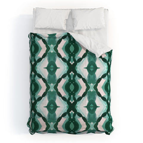Jacqueline Maldonado Watercolor Green Tile 3 Comforter