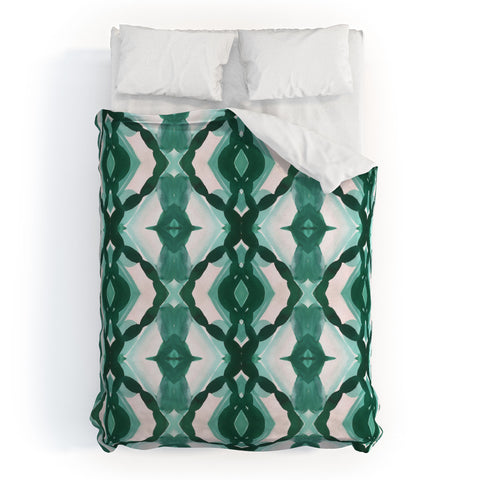 Jacqueline Maldonado Watercolor Green Tile 3 Duvet Cover