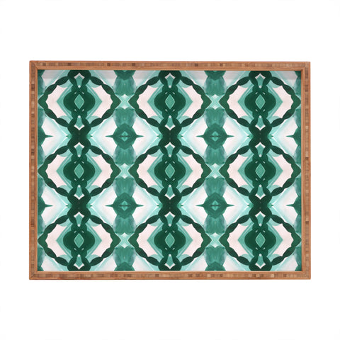 Jacqueline Maldonado Watercolor Green Tile 3 Rectangular Tray