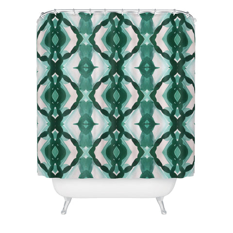Jacqueline Maldonado Watercolor Green Tile 3 Shower Curtain