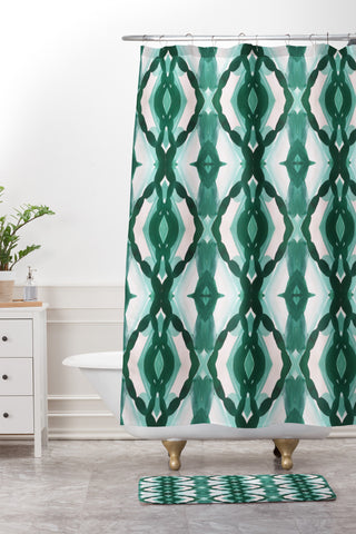 Jacqueline Maldonado Watercolor Green Tile 3 Shower Curtain And Mat