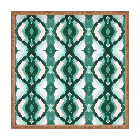 Jacqueline Maldonado Watercolor Green Tile 3 Square Tray