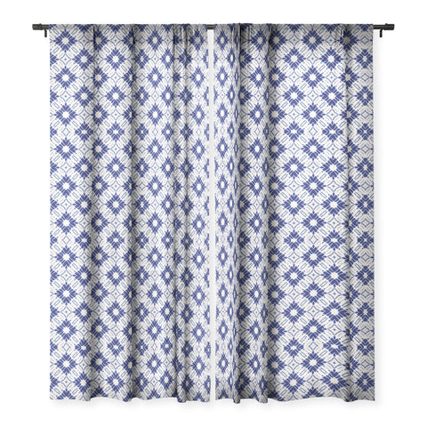 Jacqueline Maldonado Watercolor Shibori Blue Sheer Window Curtain