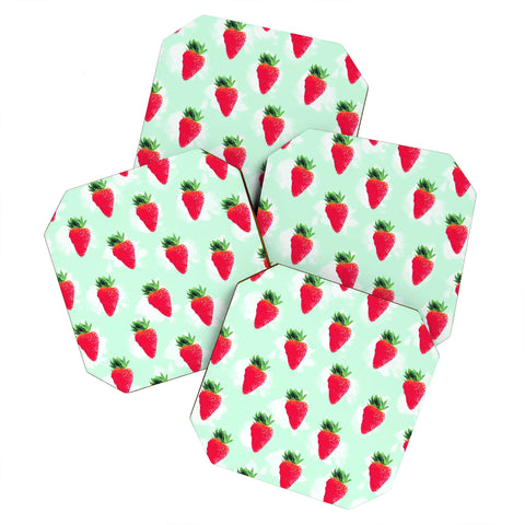 Jacqueline Maldonado Watercolor Strawberries Coaster Set