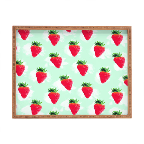 Jacqueline Maldonado Watercolor Strawberries Rectangular Tray