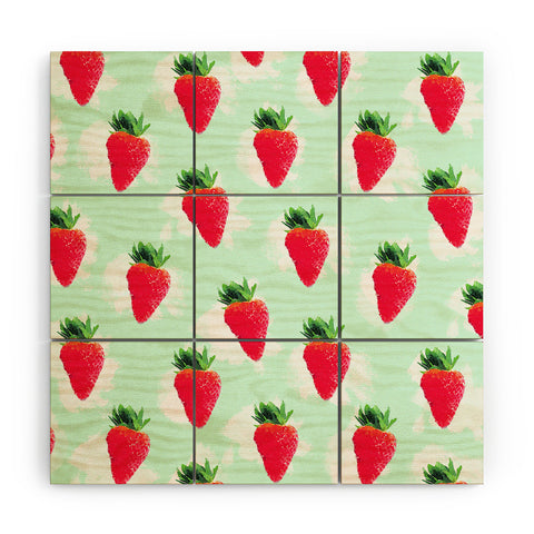 Jacqueline Maldonado Watercolor Strawberries Wood Wall Mural