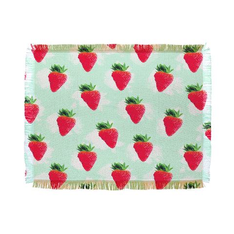 Jacqueline Maldonado Watercolor Strawberries Throw Blanket