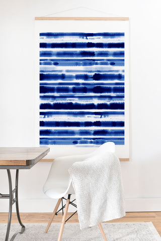 Jacqueline Maldonado Watercolor Stripes Cobalt Art Print And Hanger