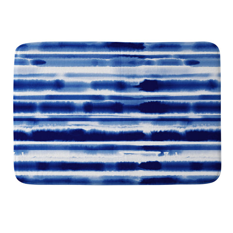 Jacqueline Maldonado Watercolor Stripes Cobalt Memory Foam Bath Mat