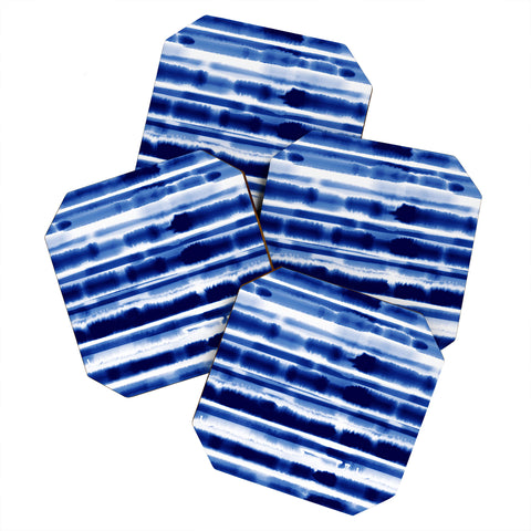 Jacqueline Maldonado Watercolor Stripes Cobalt Coaster Set
