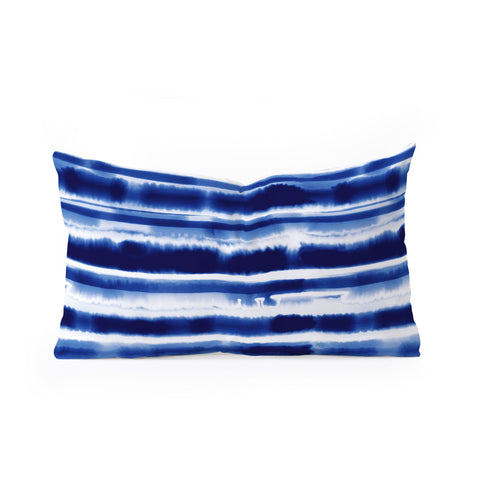 Jacqueline Maldonado Watercolor Stripes Cobalt Oblong Throw Pillow