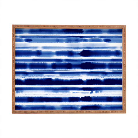 Jacqueline Maldonado Watercolor Stripes Cobalt Rectangular Tray