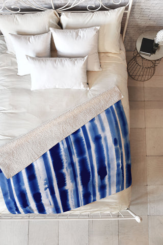Jacqueline Maldonado Watercolor Stripes Cobalt Fleece Throw Blanket