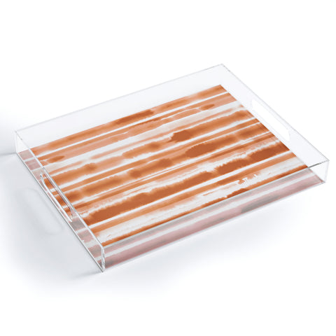 Jacqueline Maldonado Watercolor Stripes Orange Acrylic Tray