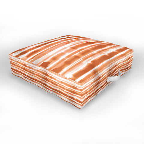 Jacqueline Maldonado Watercolor Stripes Orange Outdoor Floor Cushion
