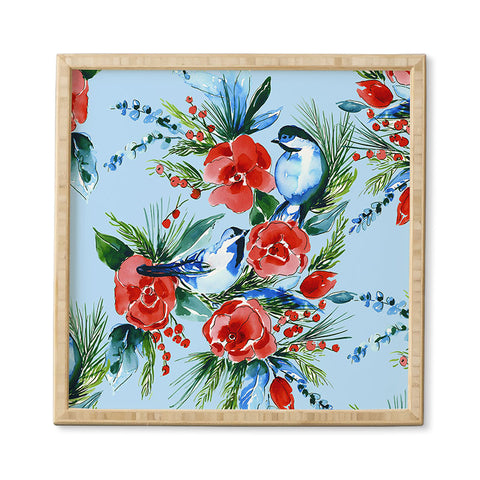 Jacqueline Maldonado Winter Birds Light Blue Framed Wall Art