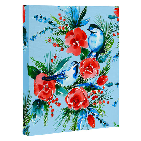 Jacqueline Maldonado Winter Birds Light Blue Art Canvas