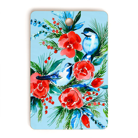Jacqueline Maldonado Winter Birds Light Blue Cutting Board Rectangle
