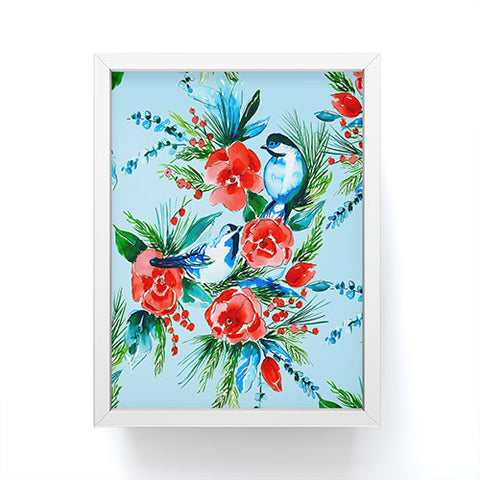 Jacqueline Maldonado Winter Birds Light Blue Framed Mini Art Print