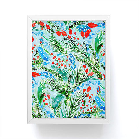 Jacqueline Maldonado Winter Floral Light Blue Framed Mini Art Print