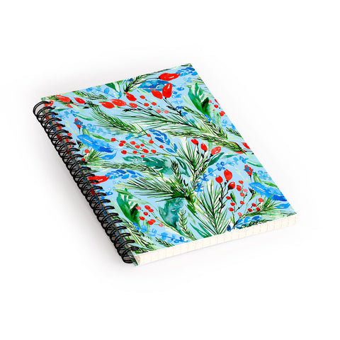 Jacqueline Maldonado Winter Floral Light Blue Spiral Notebook