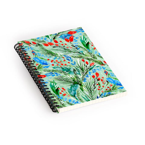 Jacqueline Maldonado Winter Floral Light Green Spiral Notebook