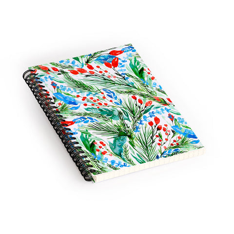 Jacqueline Maldonado Winter Floral White Spiral Notebook