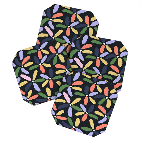 Jae Polgar Abstract Floral Dark Coaster Set