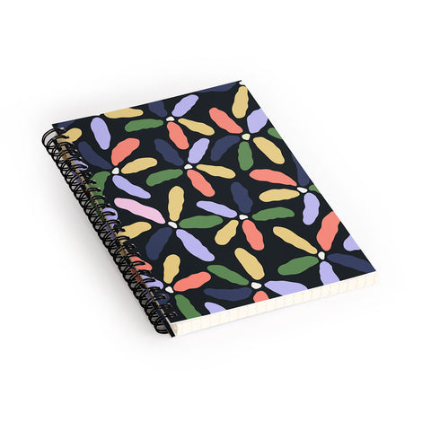 Jae Polgar Abstract Floral Dark Spiral Notebook