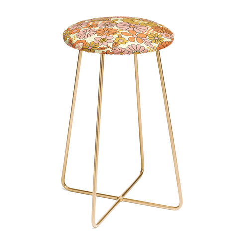 Jenean Morrison Checkered Past in Coral Counter Stool