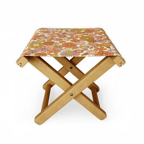 Jenean Morrison Checkered Past in Coral Folding Stool