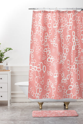 Jenean Morrison Circular Logic Pink Shower Curtain And Mat