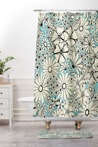 Jenean Morrison Counting Flowers on the Wall Shower Curtain And Mat