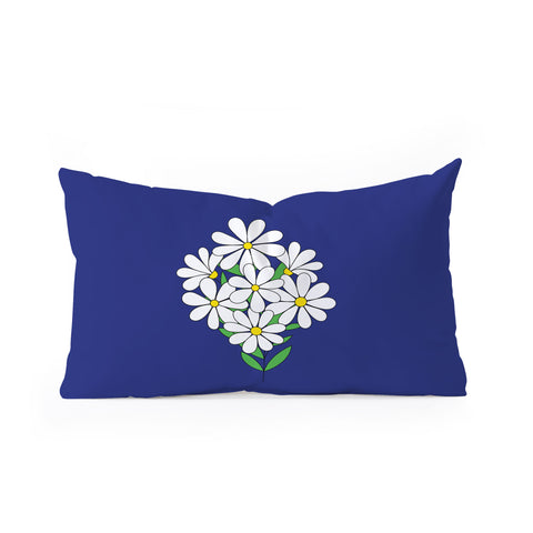 Jenean Morrison Daisy Bouquet Blue Oblong Throw Pillow