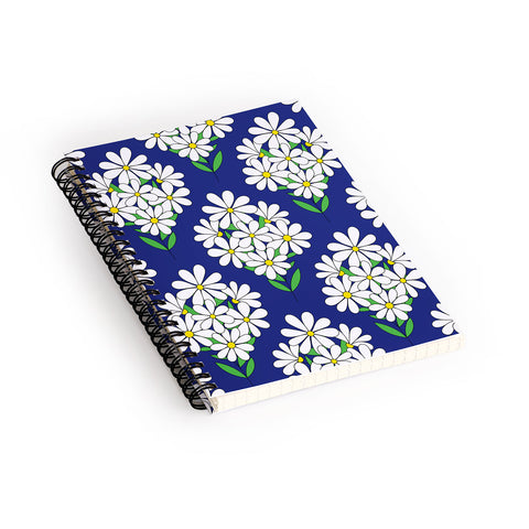 Jenean Morrison Daisy Bouquet Blue Spiral Notebook
