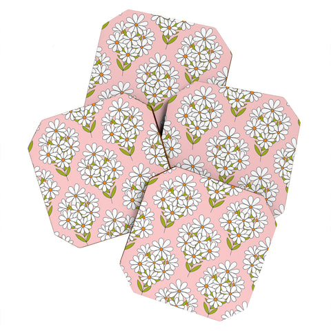 Jenean Morrison Daisy Bouquet Pink Coaster Set