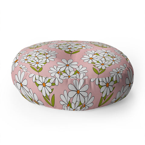 Jenean Morrison Daisy Bouquet Pink Floor Pillow Round