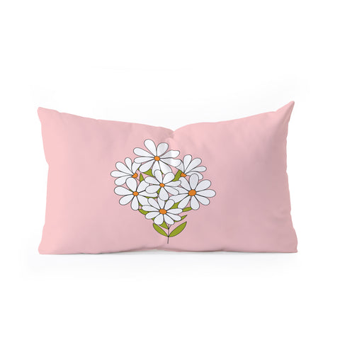 Jenean Morrison Daisy Bouquet Pink Oblong Throw Pillow