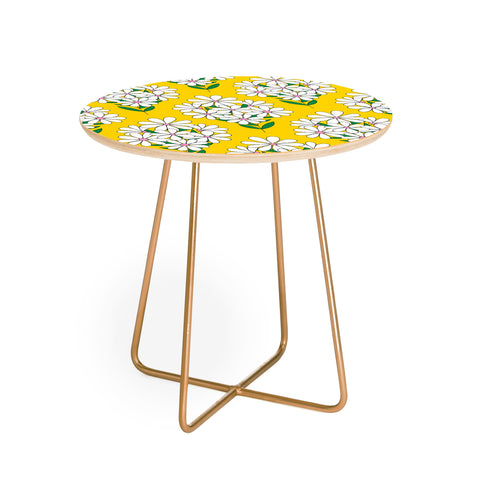 Jenean Morrison Daisy Bouquet Yellow Round Side Table