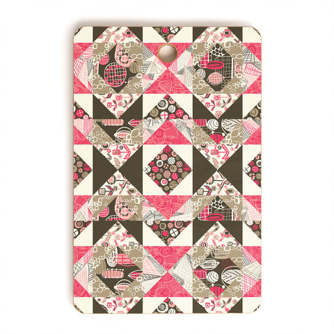 Jenean Morrison Fall Quilt Pink Cutting Board Rectangle